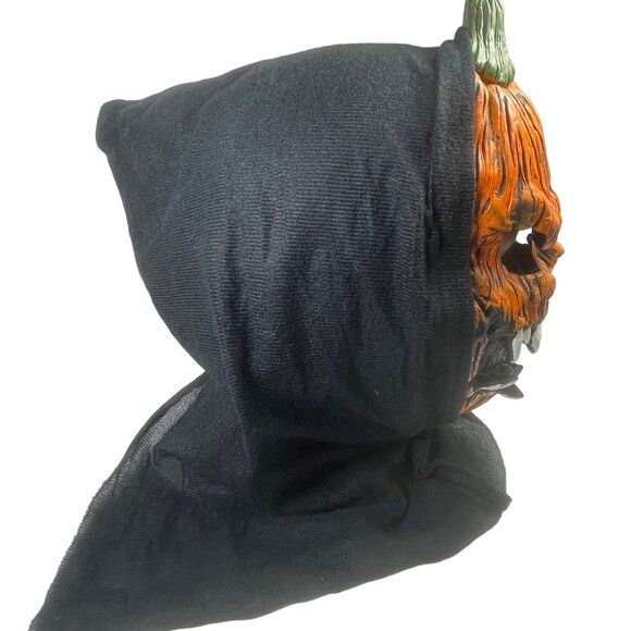 Halloween Pumpkin Skull Mask With Hood Adult Size Black Orange - Picture 4 of 8